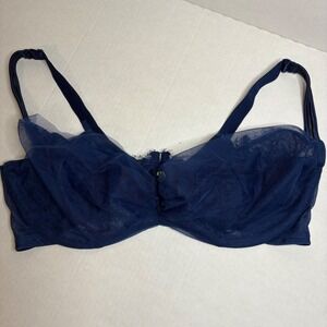 Cacique Navy Blue Lace‎ & Tulle Plunge Bra - 42DDD